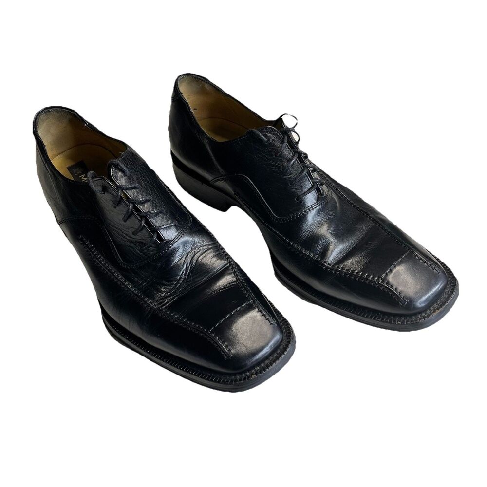 Mezlan Livonia Black Leather Oxford Men’s 10.5 Made in Spain Bicycle Toe Dress